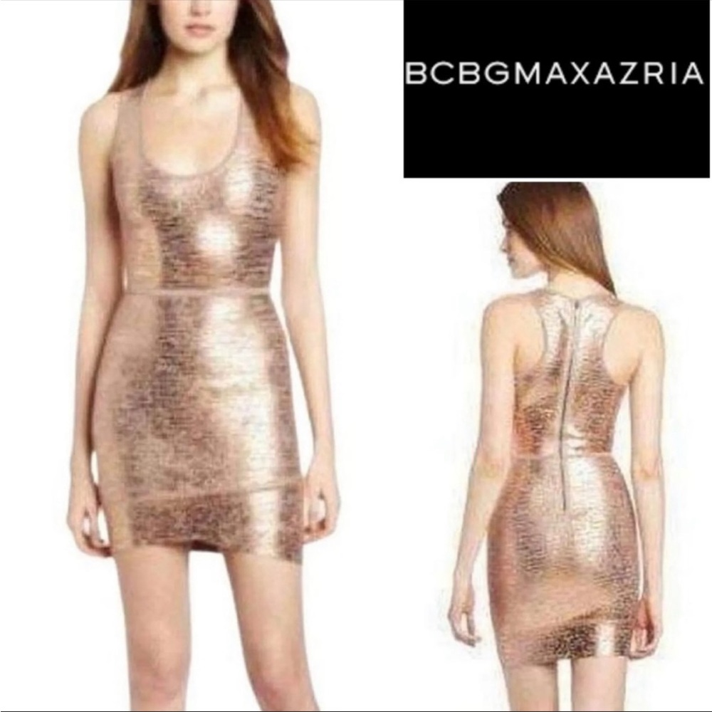 New BCBGMAXAZRIA Gold Metallic Dress